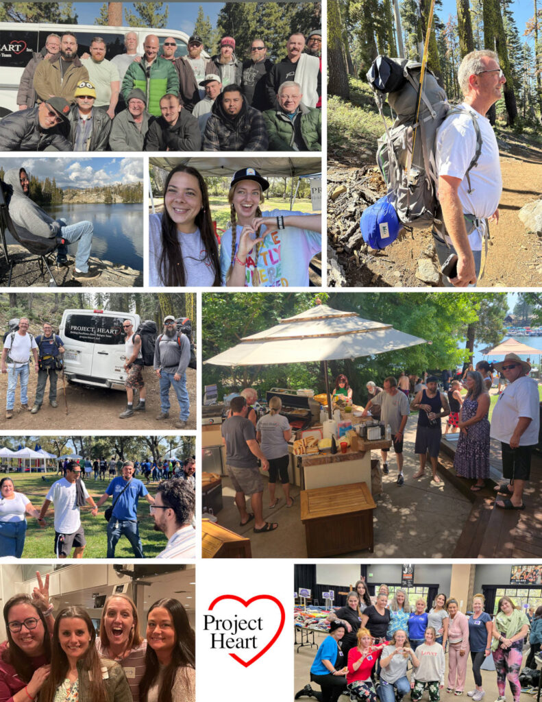 Multiple pictures mostly of outdoor community activity like fishing, hiking, boating, etc